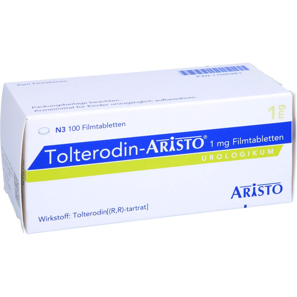 Das Produktfoto zeigt Tolterodin Aristo 1 Mg Filmtabletten (100 stk) PZN 11595261