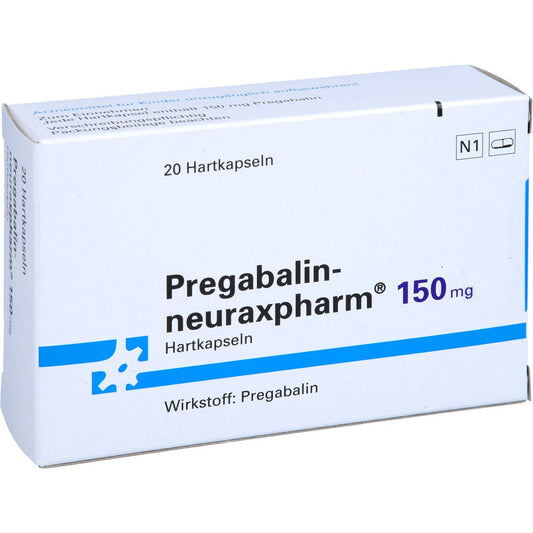Das Produktfoto zeigt Pregabalin-Neuraxpharm 150 Mg Hartkapseln (20 stk) PZN 11606361