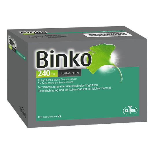 Das Produktfoto zeigt Binko 240 Mg Filmtabletten (120 stk) PZN 11645875