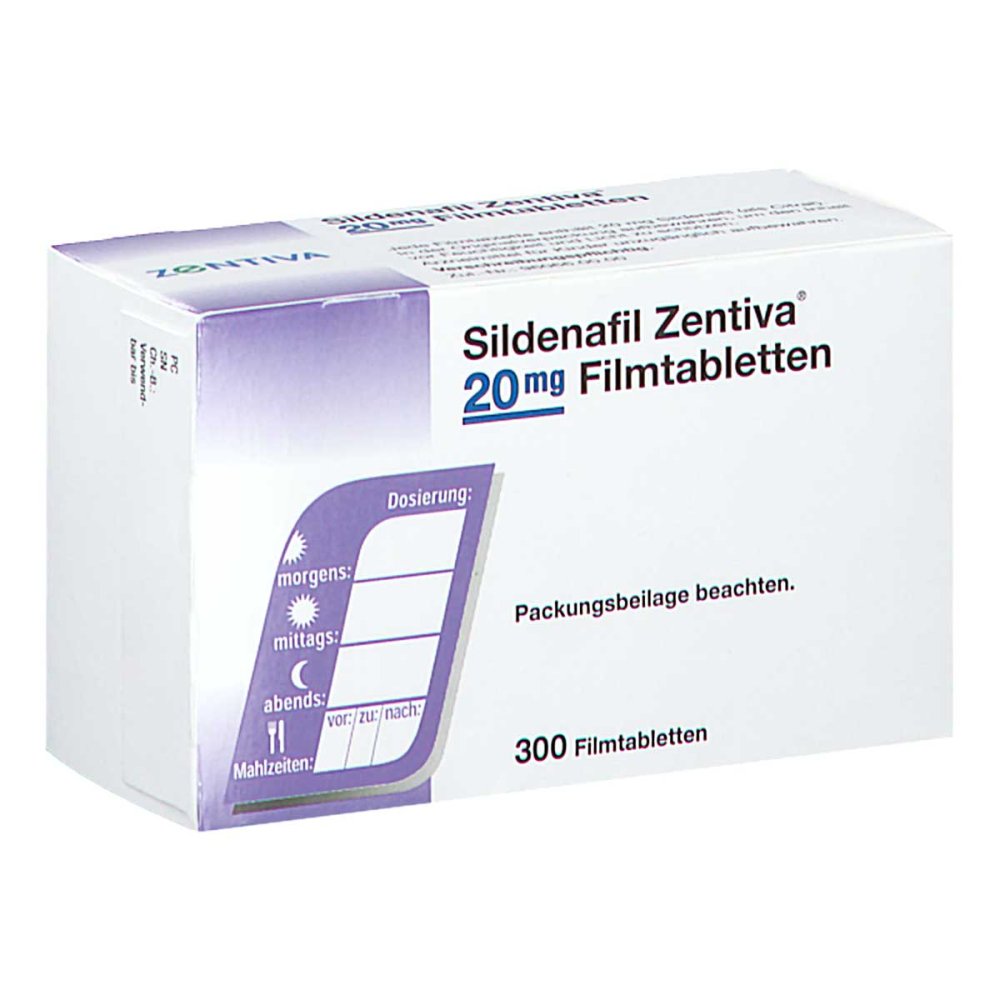 Das Produktfoto zeigt Sildenafil Zentiva 20 Mg Filmtabletten (300 stk) PZN 11648394