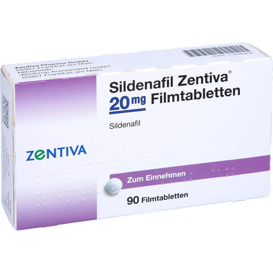Das Produktfoto zeigt Sildenafil Zentiva 20 Mg Filmtabletten (90 stk) PZN 11648402