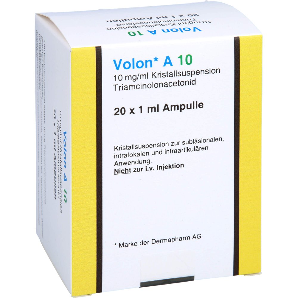 Das Produktfoto zeigt Volon A 10 Ampullen (20X1 ml) PZN 11651083