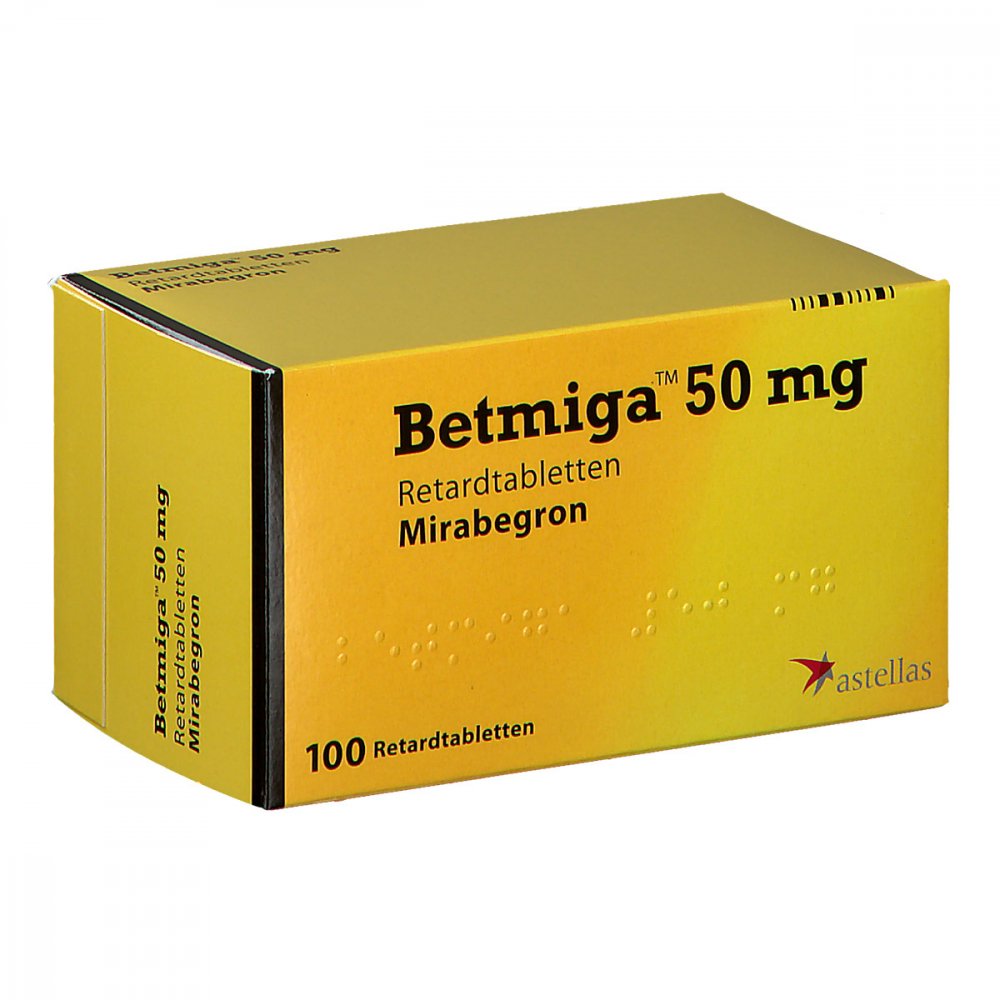 Das Produktfoto zeigt Betmiga 50 Mg Retardtabletten (100 stk) PZN 11676031