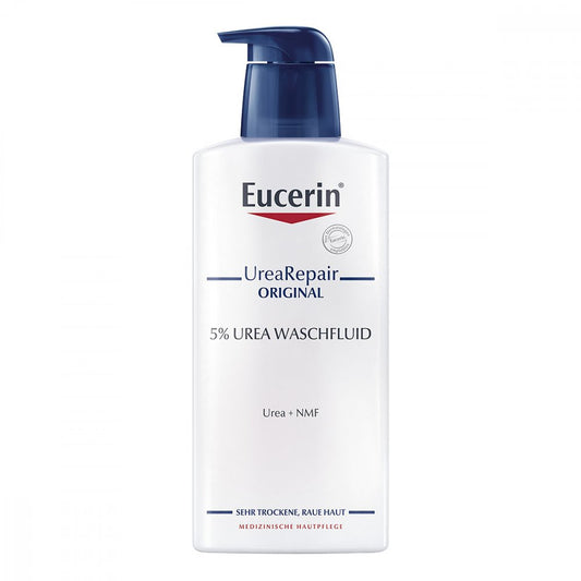 Das Produktfoto zeigt Eucerin Urearepair Original Waschfluid 5% (400 ml) PZN 11678030
