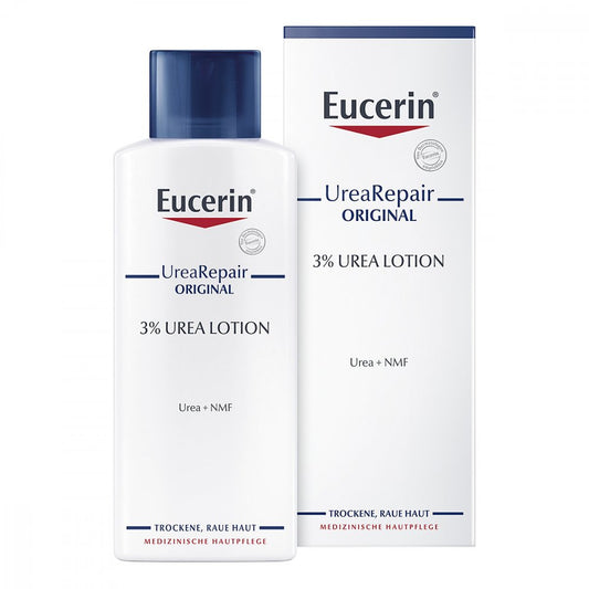 Das Produktfoto zeigt Eucerin Urearepair Original Lotion 3% (250 ml) PZN 11678136