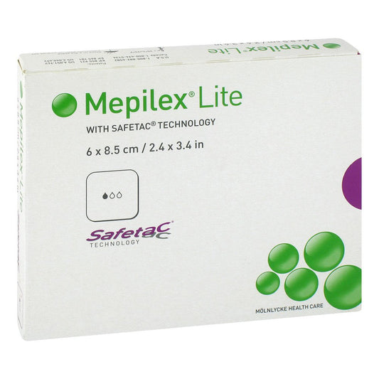 Das Produktfoto zeigt Mepilex Lite Schaumverband 6x8,5 Cm Steril (5 stk) PZN 11690611
