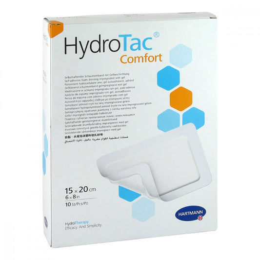Das Produktfoto zeigt Hydrotac Comfort Schaumverband 15x20 Cm Steril (10 stk) PZN 11691786