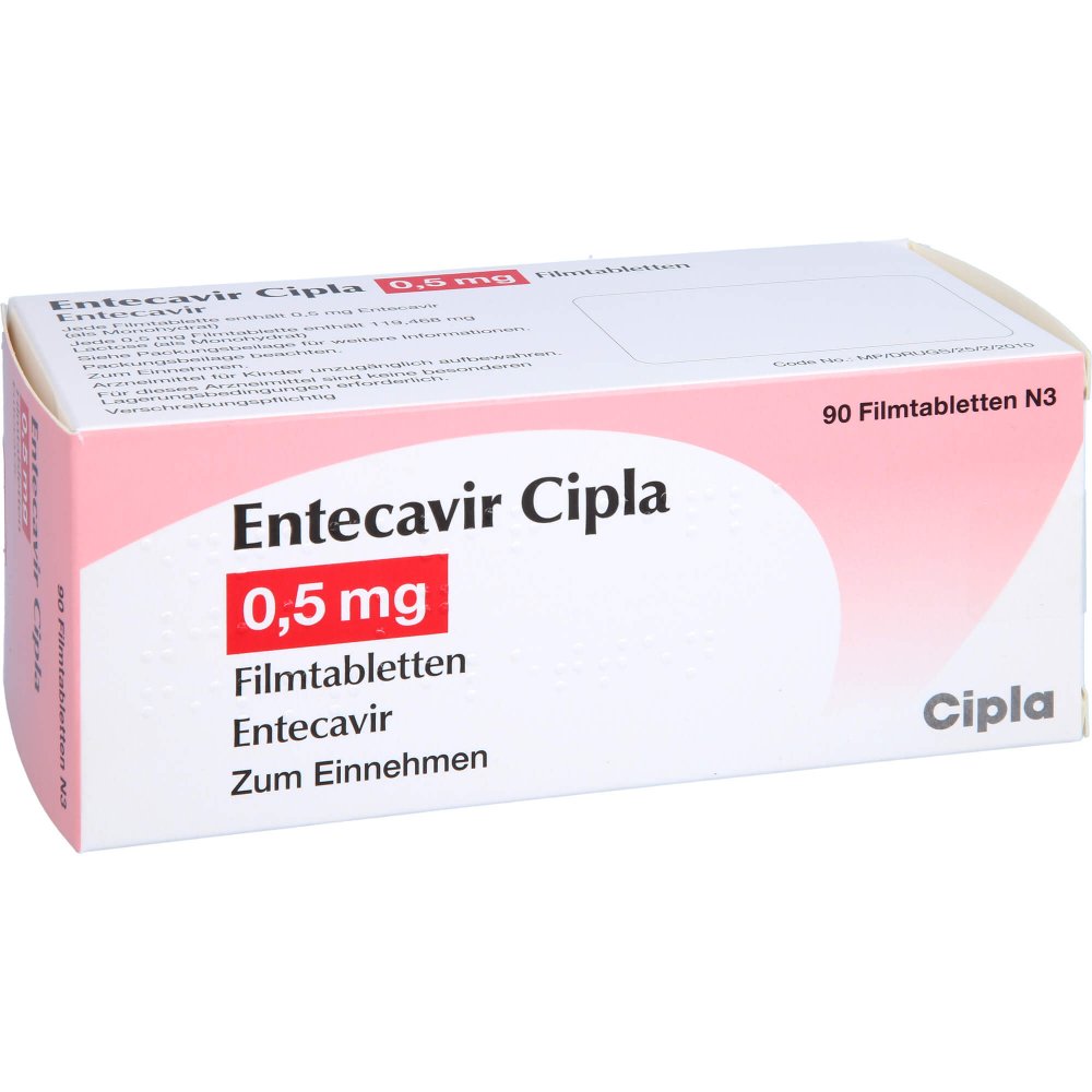 Das Produktfoto zeigt Entecavir Cipla 0,5 Mg Filmtabletten (90 stk) PZN 11715185