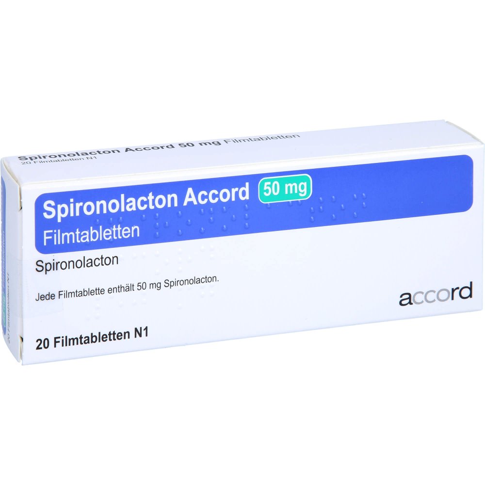 Das Produktfoto zeigt Spironolacton Accord 50 Mg Filmtabletten (20 stk) PZN 11851971