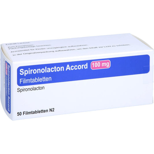Das Produktfoto zeigt Spironolacton Accord 100 Mg Filmtabletten (50 stk) PZN 11852019