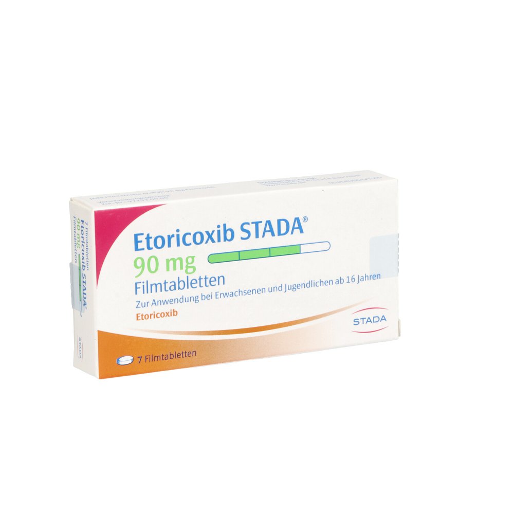 Das Produktfoto zeigt Etoricoxib Stada 90 Mg Filmtabletten (7 stk) PZN 11853036