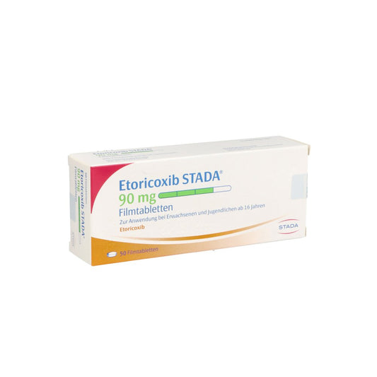 Das Produktfoto zeigt Etoricoxib Stada 90 Mg Filmtabletten (50 stk) PZN 11853059