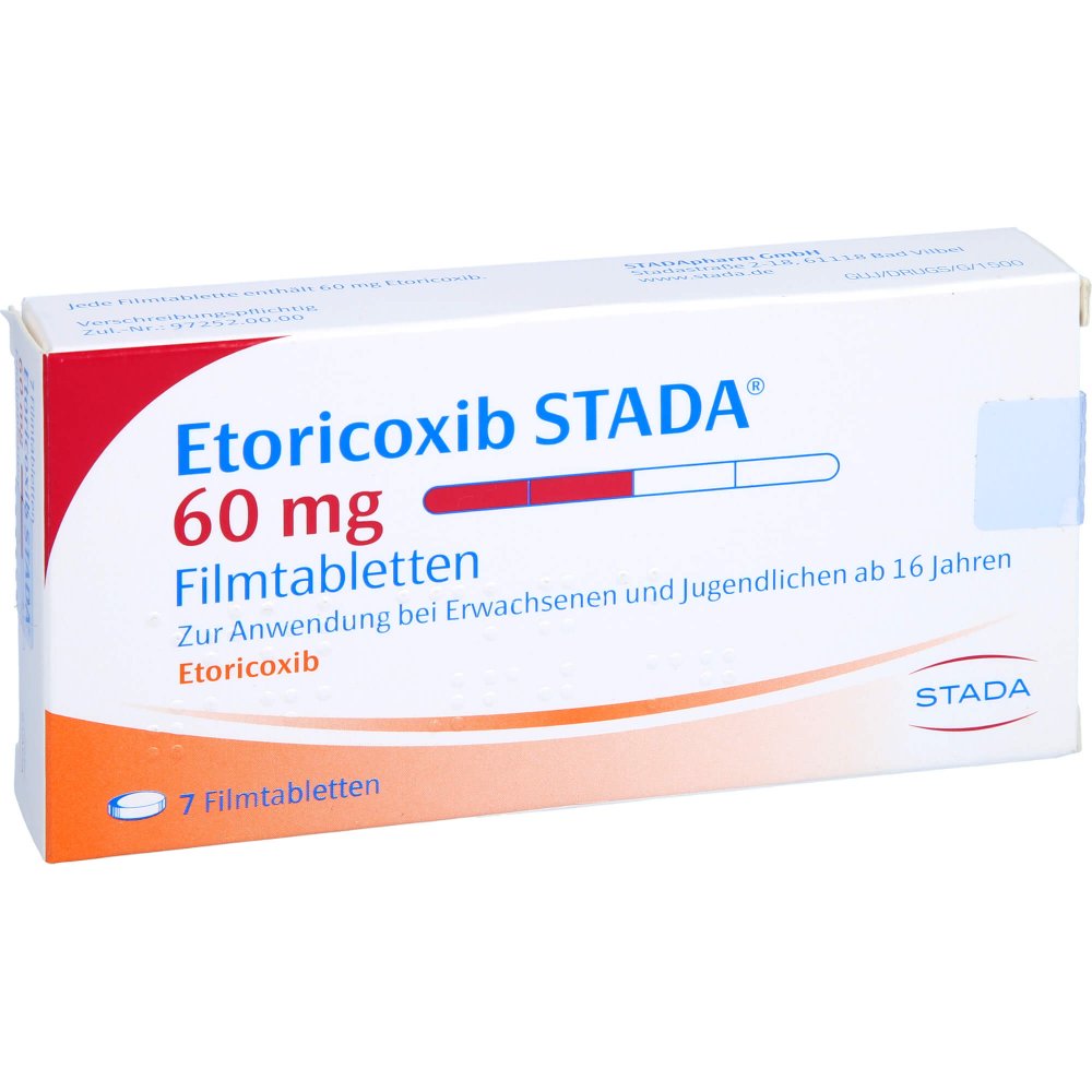 Das Produktfoto zeigt Etoricoxib Stada 60 Mg Filmtabletten (7 stk) PZN 11853295