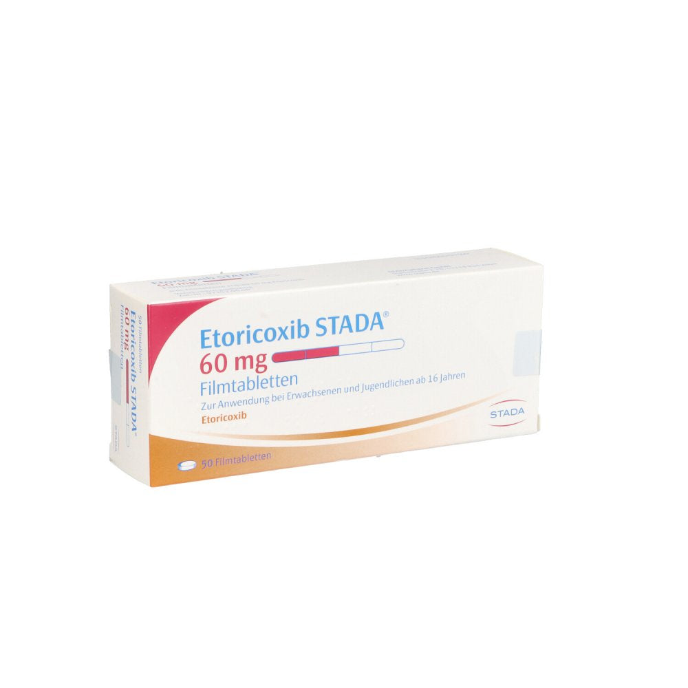 Das Produktfoto zeigt Etoricoxib Stada 60 Mg Filmtabletten (50 stk) PZN 11853326