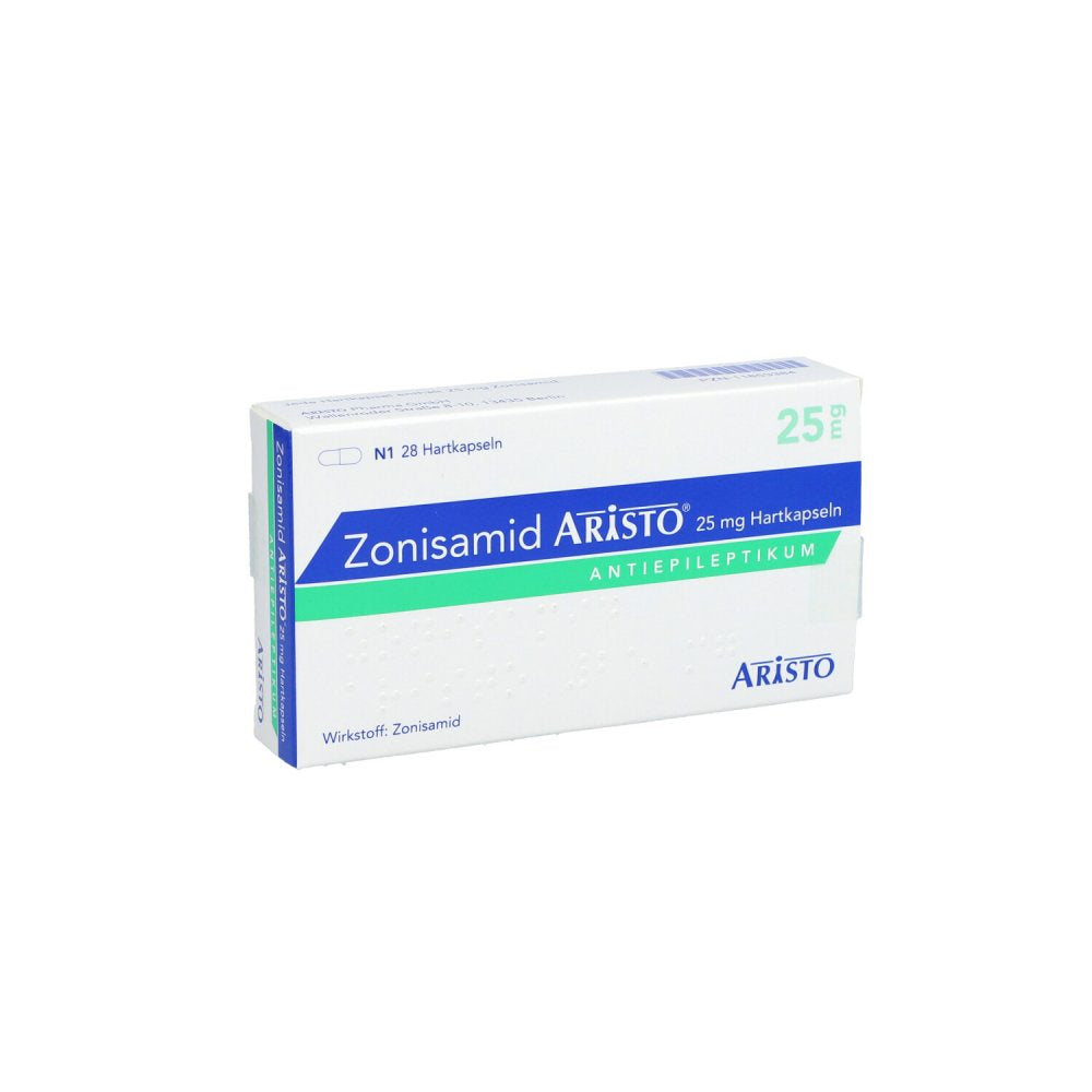 Das Produktfoto zeigt Zonisamid Aristo 25 Mg Hartkapseln (28 stk) PZN 11853384