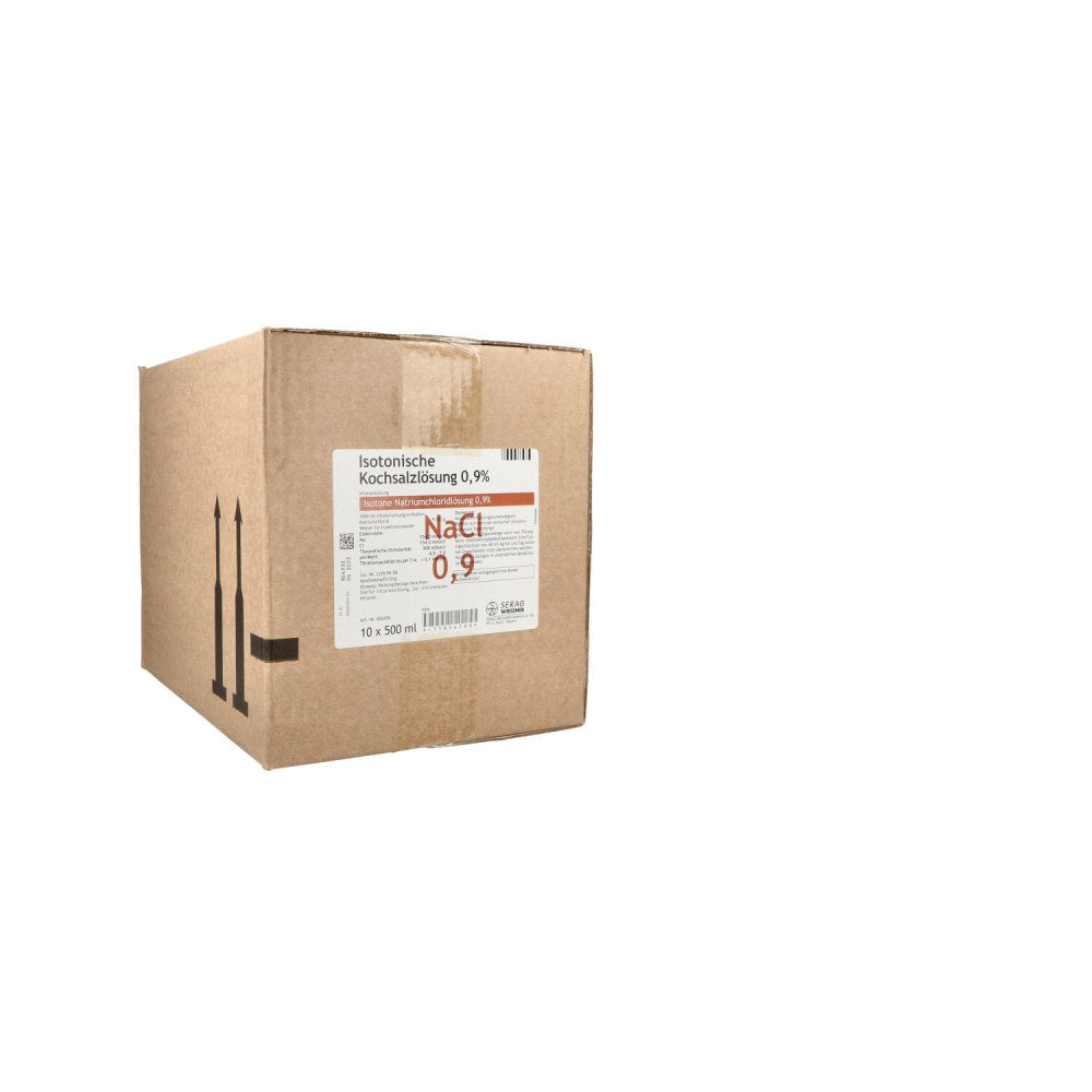 Das Produktfoto zeigt Isotonische Kochsalzlösung 0,9% Plastik Inf.-Lsg. (10X500 ml) PZN 11854260