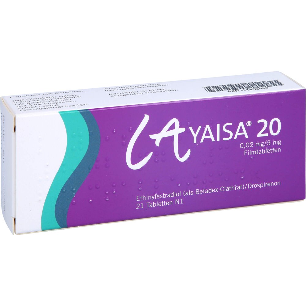 Das Produktfoto zeigt Layaisa 20 0,02 Mg/3 Mg Filmtabletten (21 stk) PZN 11856997