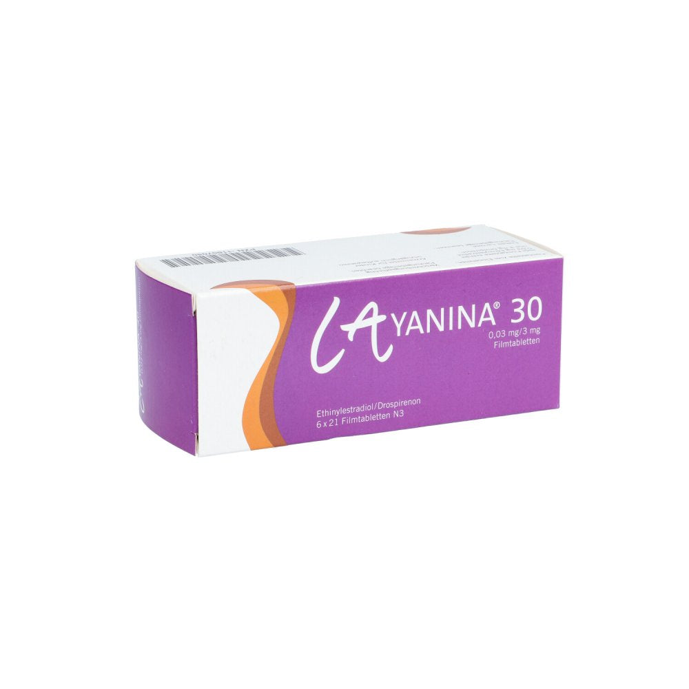 Das Produktfoto zeigt Layanina 30 0,03 Mg/3 Mg Filmtabletten (6X21 stk) PZN 11857040