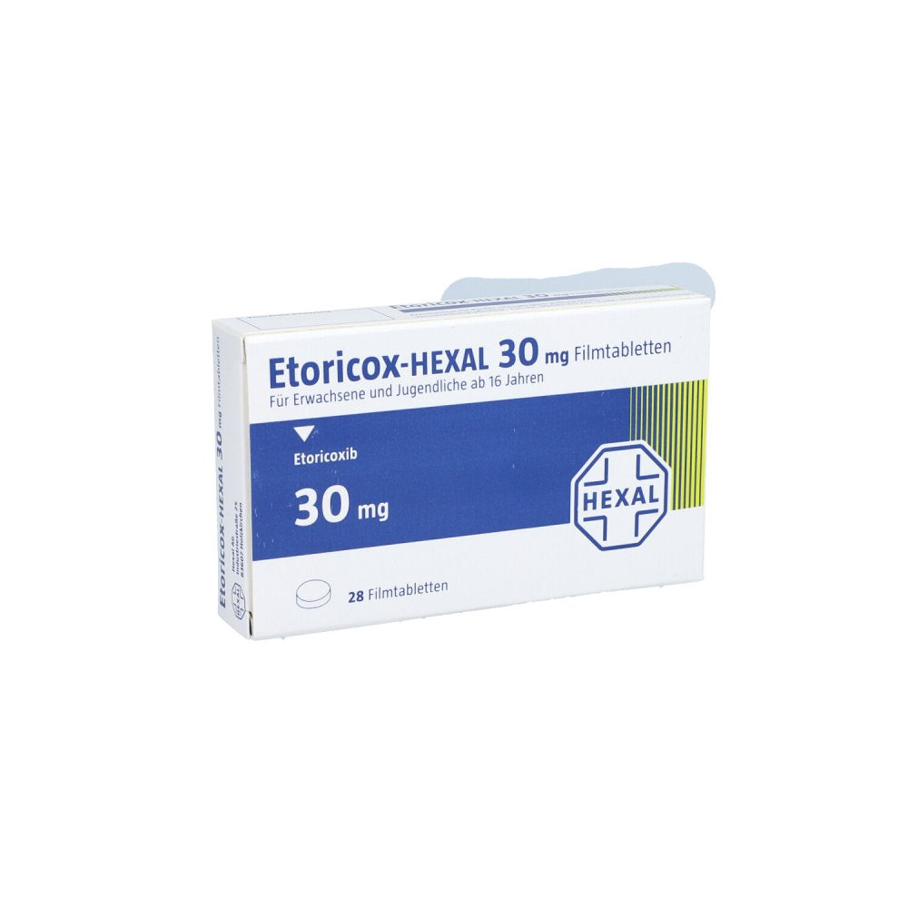 Das Produktfoto zeigt Etoricox-Hexal 30 Mg Filmtabletten (28 stk) PZN 11872140