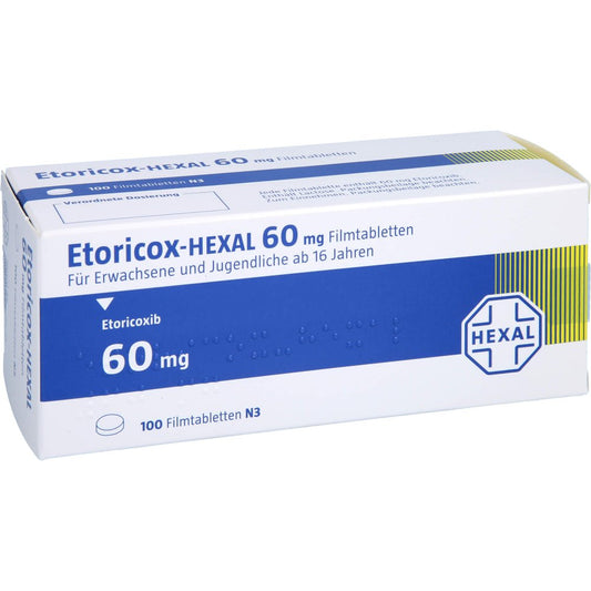 Das Produktfoto zeigt Etoricox-Hexal 60 Mg Filmtabletten (100 stk) PZN 11872217