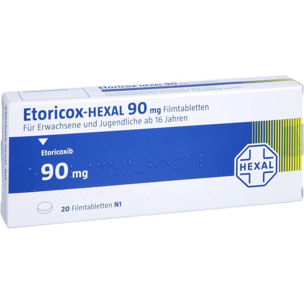 Das Produktfoto zeigt Etoricox-Hexal 90 Mg Filmtabletten (20 stk) PZN 11872246