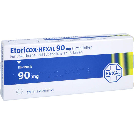 Das Produktfoto zeigt Etoricox-Hexal 90 Mg Filmtabletten (20 stk) PZN 11872246