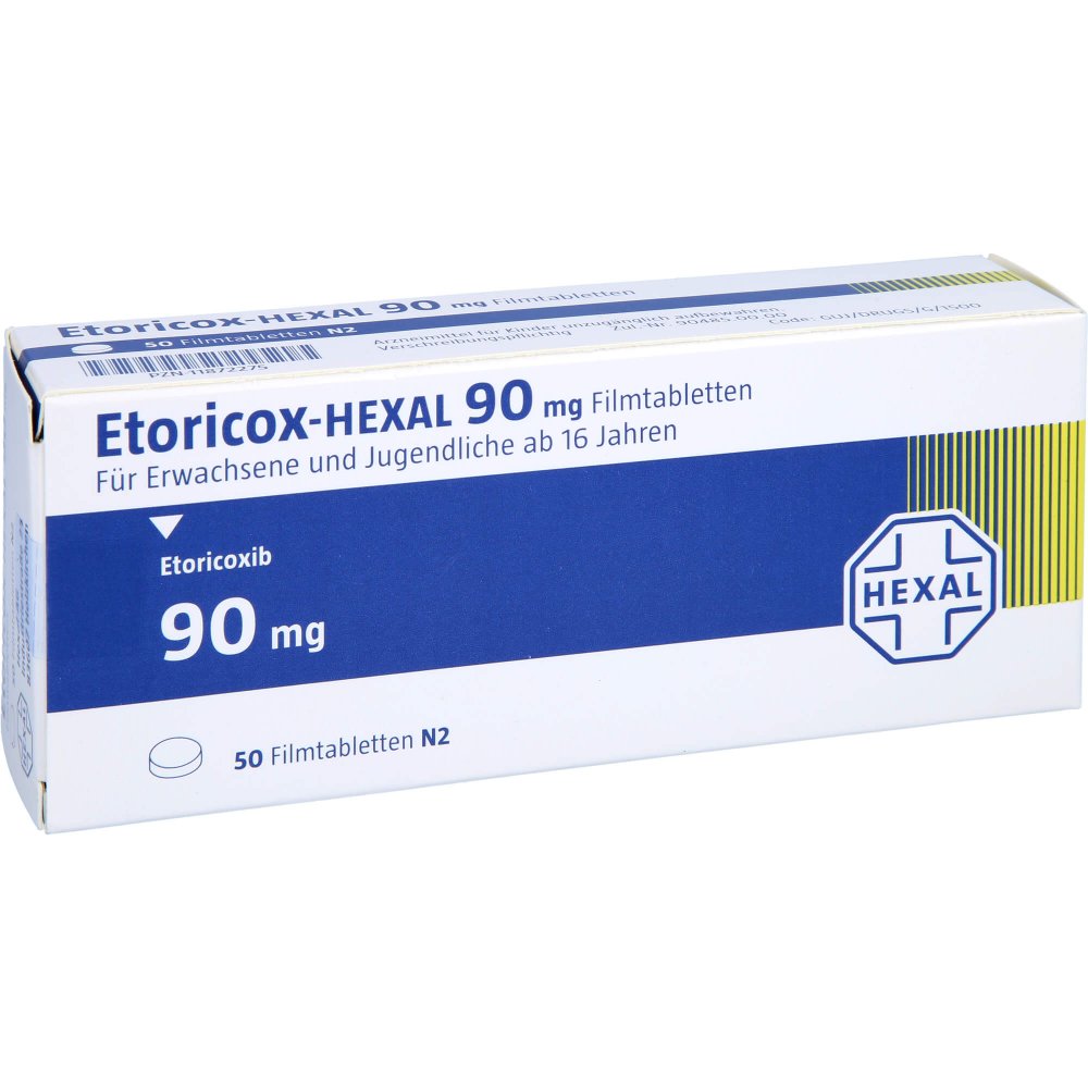 Das Produktfoto zeigt Etoricox-Hexal 90 Mg Filmtabletten (50 stk) PZN 11872275