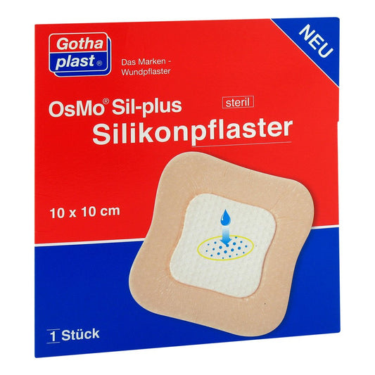 Das Produktfoto zeigt Osmo Sil-Plus Silikonpflaster 10x10 Cm Steril (1 stk) PZN 11896927