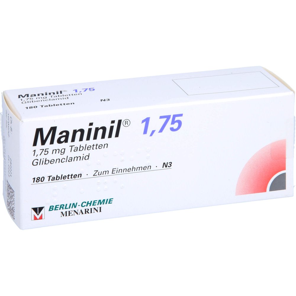 Das Produktfoto zeigt Maninil 1,75 Tabletten (180 stk) PZN 12147665