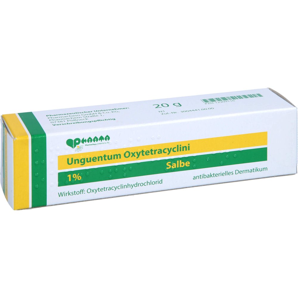 Das Produktfoto zeigt Unguentum Oxytetracyclini (20 g) PZN 12309116