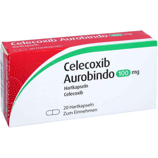 Das Produktfoto zeigt Celecoxib Aurobindo 100 Mg Hartkapseln (20 stk) PZN 12343107
