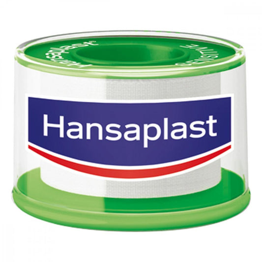 Das Produktfoto zeigt Hansaplast Fixierpfl.Sensitive 2,5 Cmx5 M Schub (1 stk) PZN 12347430