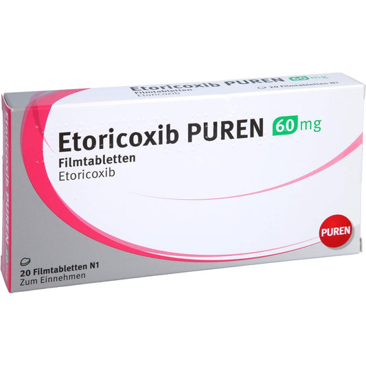 Das Produktfoto zeigt Etoricoxib Puren 60 Mg Filmtabletten (20 stk) PZN 12361660