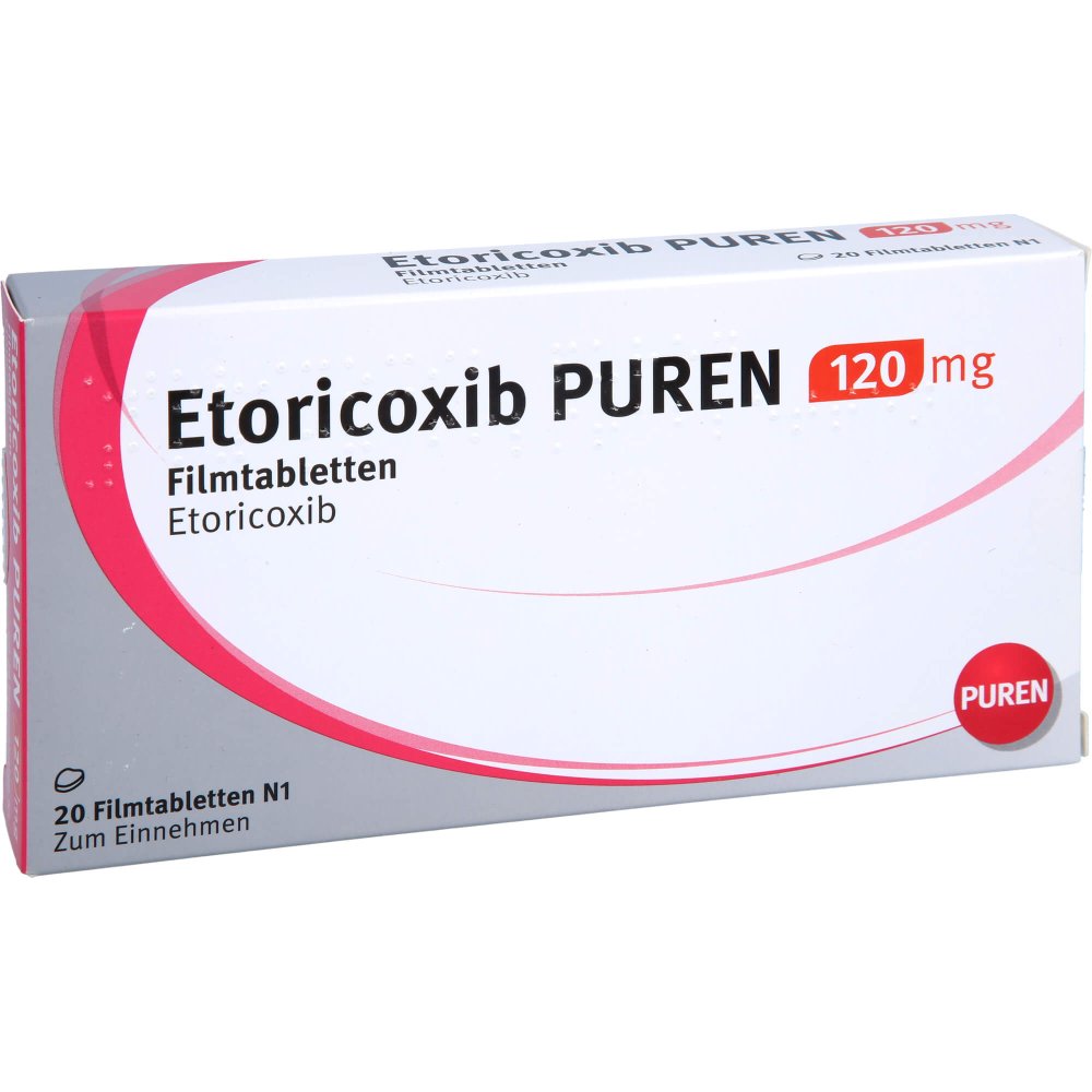 Das Produktfoto zeigt Etoricoxib Puren 120 Mg Filmtabletten (20 stk) PZN 12361766