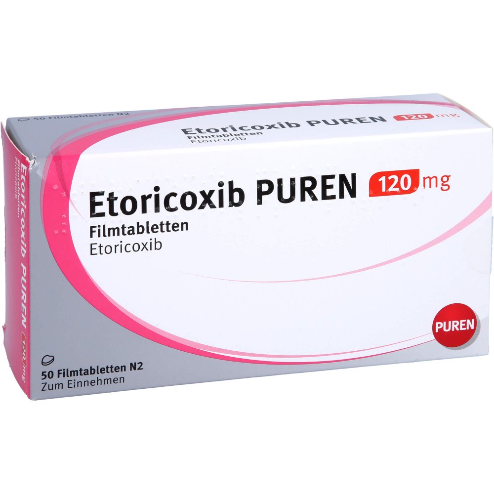 Das Produktfoto zeigt Etoricoxib Puren 120 Mg Filmtabletten (50 stk) PZN 12361789