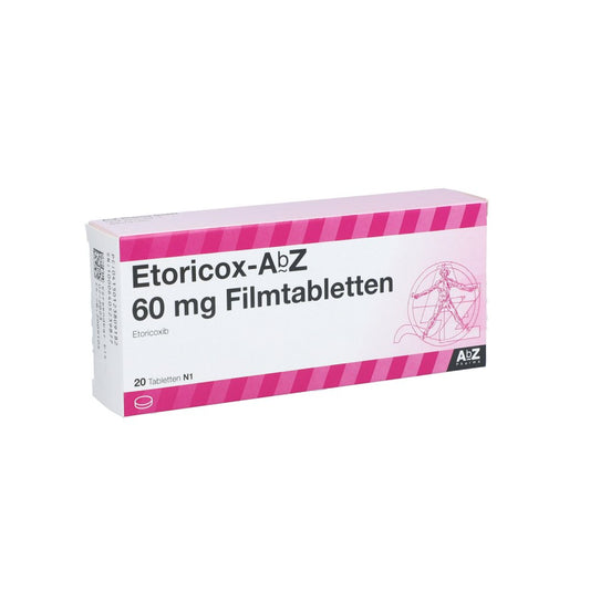 Das Produktfoto zeigt Etoricox Abz 60 Mg Filmtabletten (20 stk) PZN 12380918