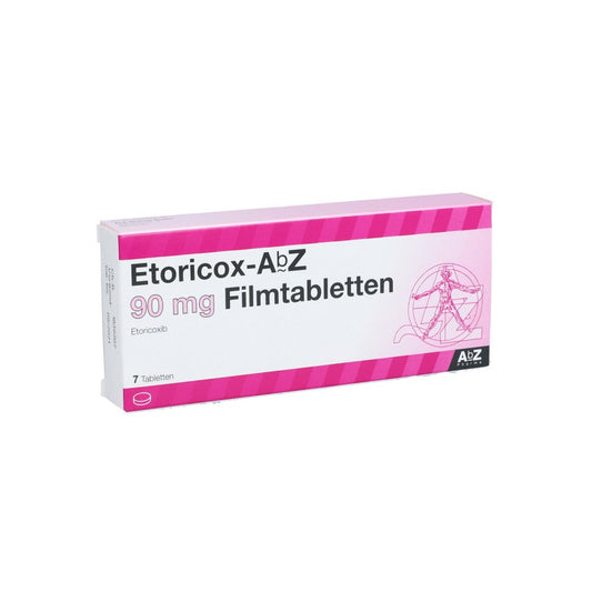 Das Produktfoto zeigt Etoricox Abz 90 Mg Filmtabletten (7 stk) PZN 12380976