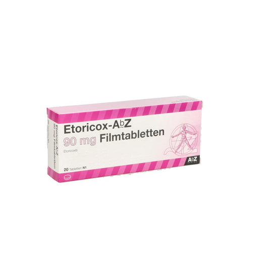 Das Produktfoto zeigt Etoricox Abz 90 Mg Filmtabletten (20 stk) PZN 12380982