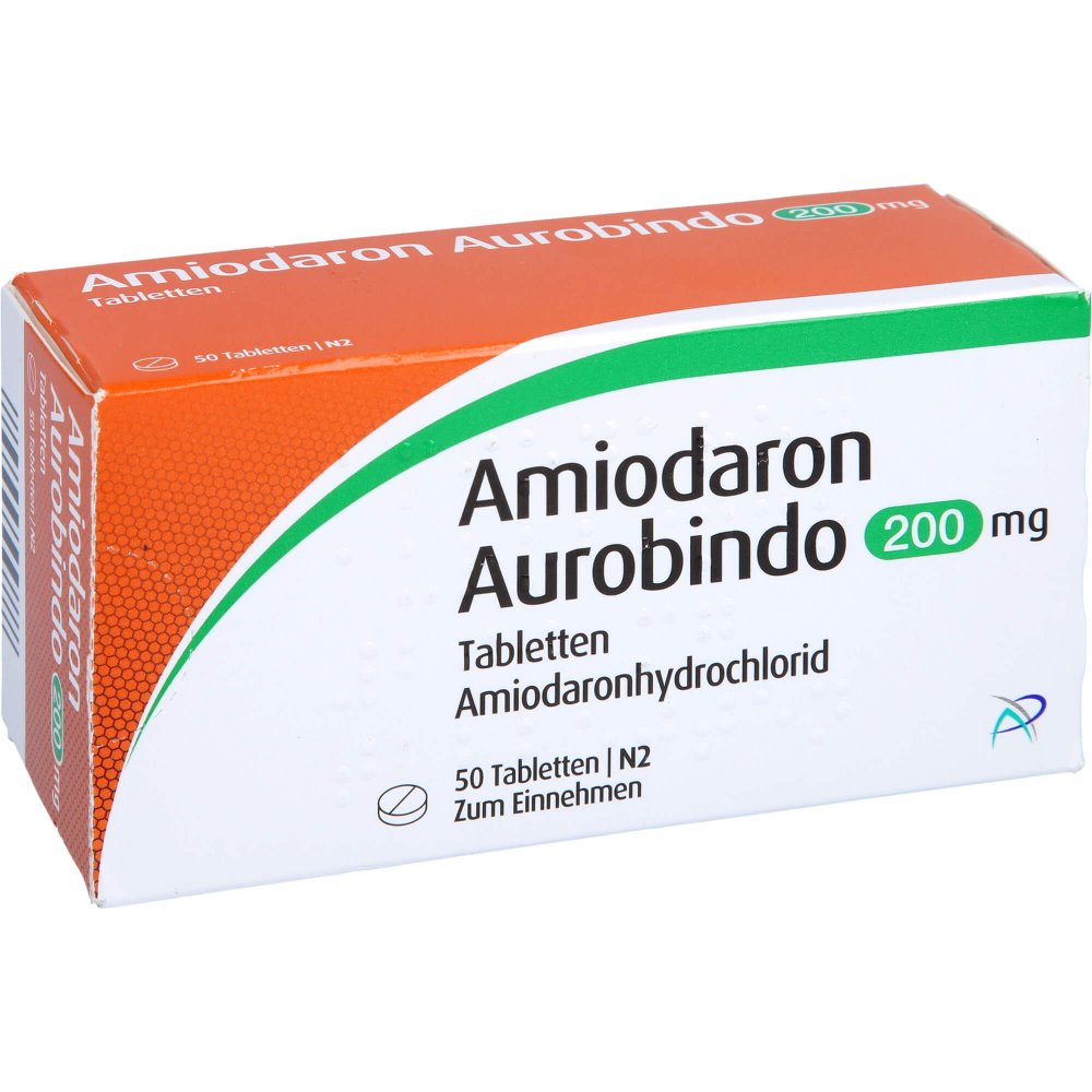 Das Produktfoto zeigt Amiodaron Aurobindo 200 Mg Tabletten (50 stk) PZN 12381473