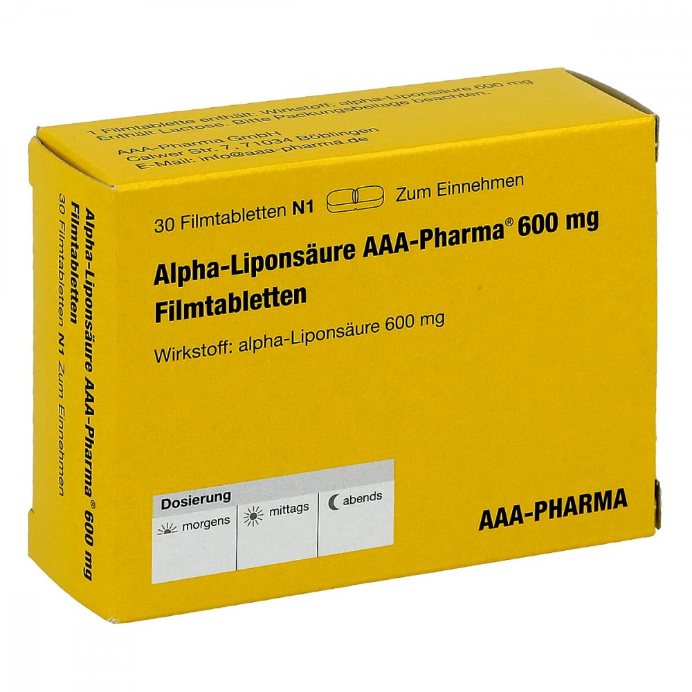 Alpha Liponsäure Aaa- Pharma 600 Mg Filmtabletten (30 stk)