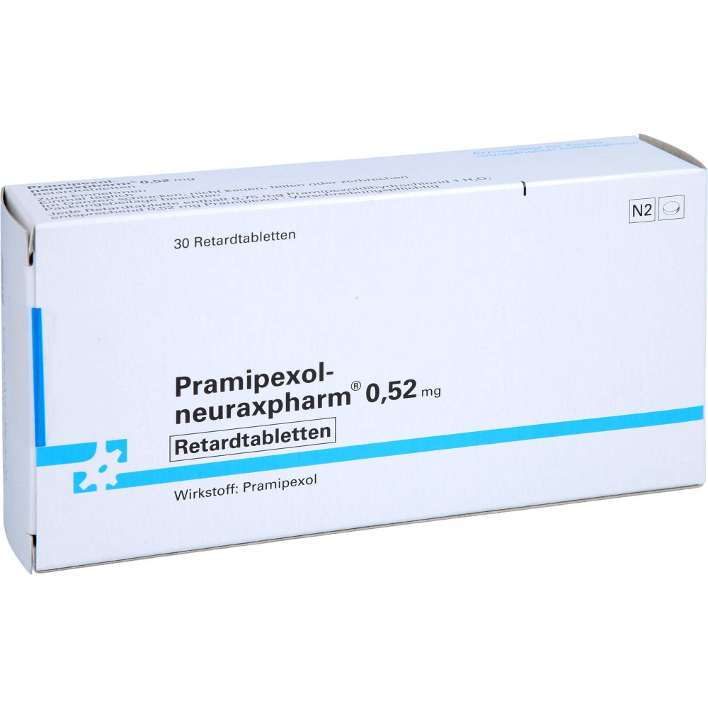 Das Produktfoto zeigt Pramipexol-Neuraxpharm 0,52 Mg Retardtabletten (30 stk) PZN 12419856