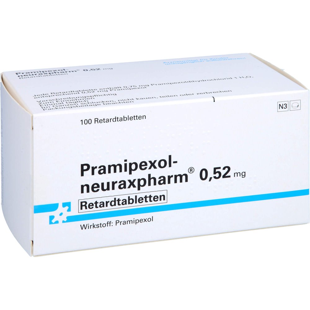 Das Produktfoto zeigt Pramipexol-Neuraxpharm 0,52 Mg Retardtabletten (100 stk) PZN 12419879