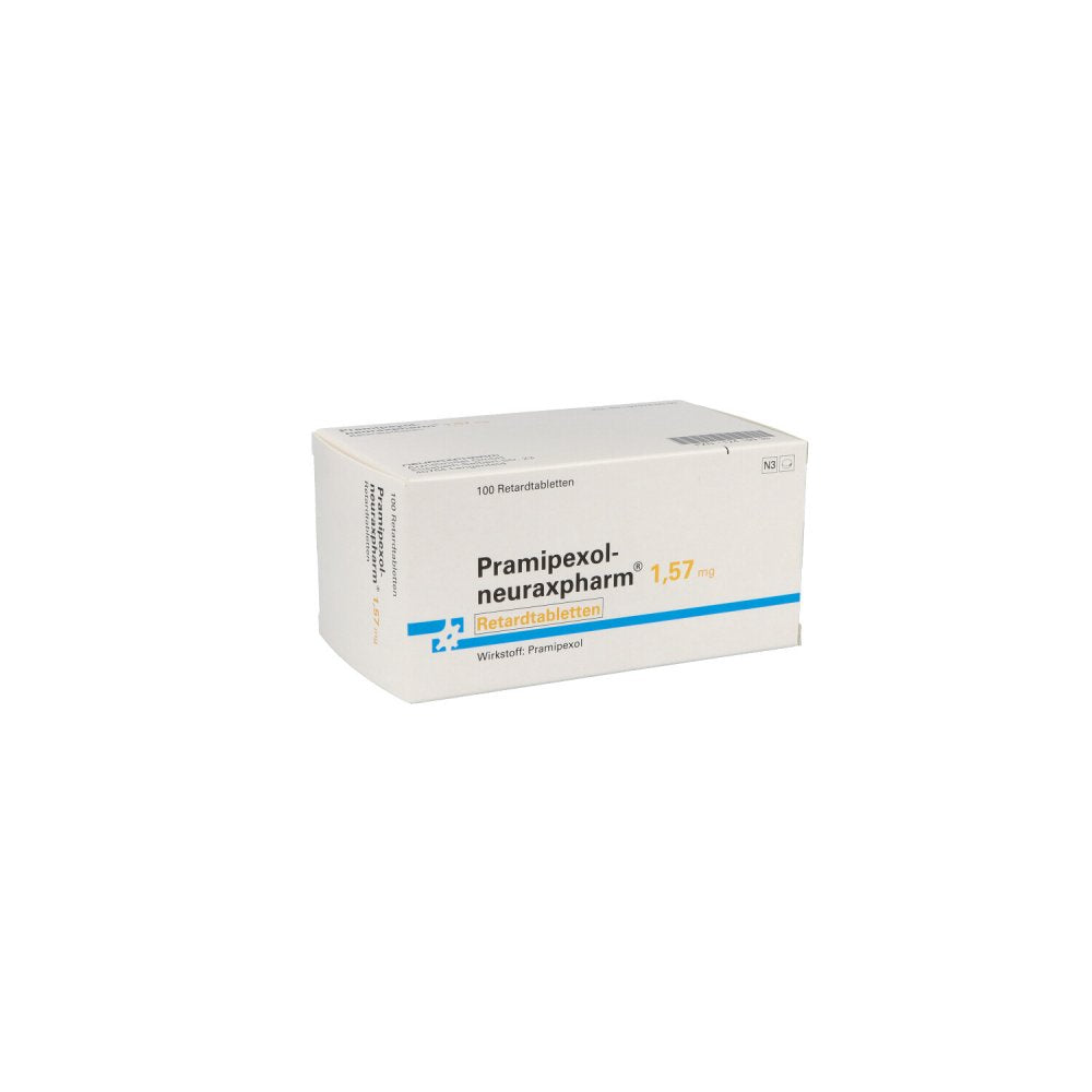 Das Produktfoto zeigt Pramipexol-Neuraxpharm 1,57 Mg Retardtabletten (100 stk) PZN 12419939