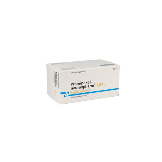 Das Produktfoto zeigt Pramipexol-Neuraxpharm 1,57 Mg Retardtabletten (100 stk) PZN 12419939