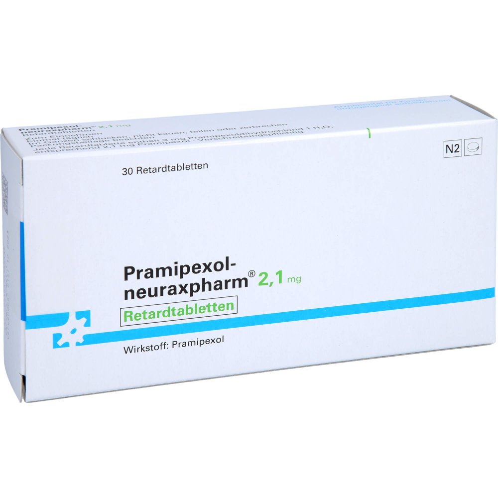 Das Produktfoto zeigt Pramipexol-Neuraxpharm 2,1 Mg Retardtabletten (30 stk) PZN 12419974