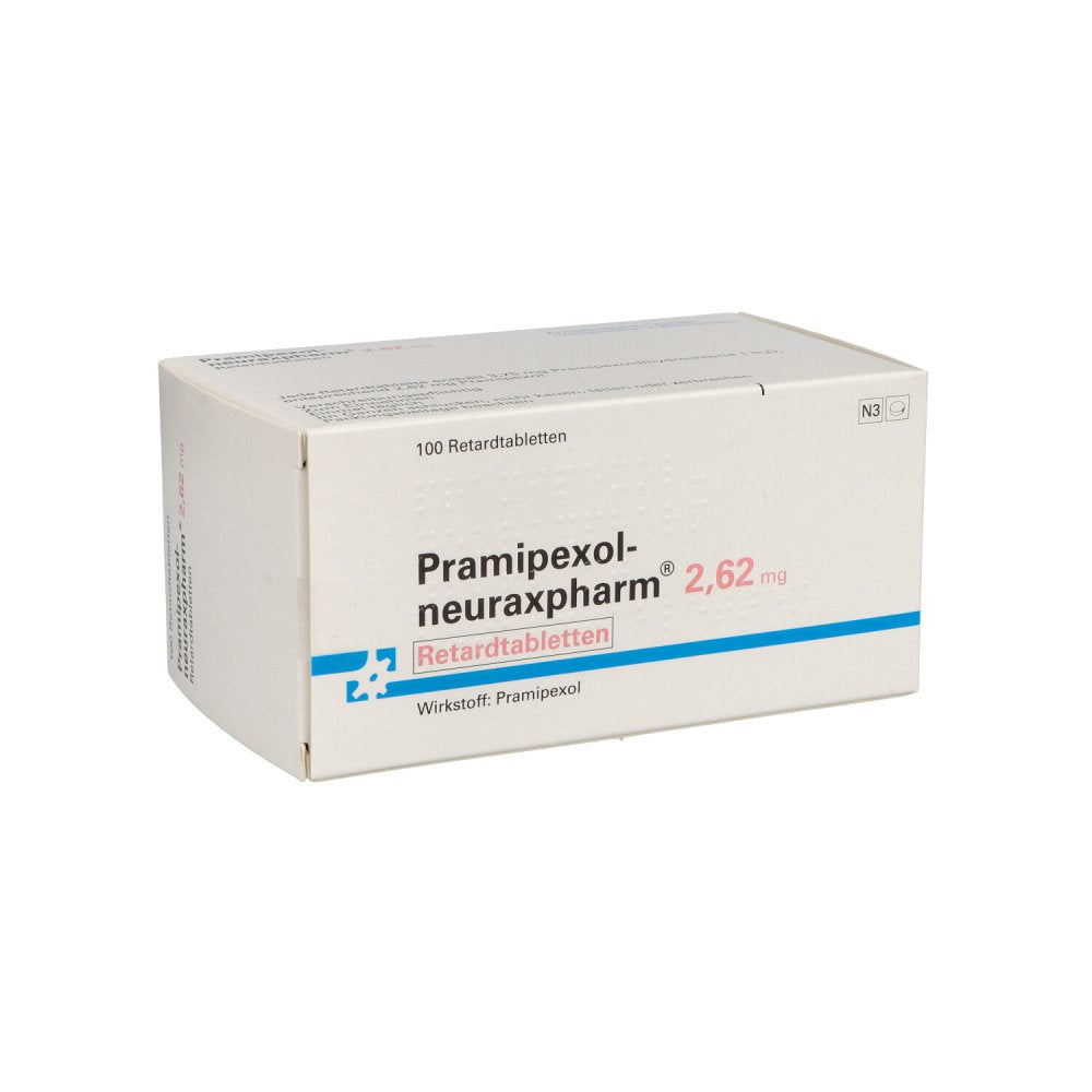 Das Produktfoto zeigt Pramipexol-Neuraxpharm 2,62 Mg Retardtabletten (100 stk) PZN 12420026