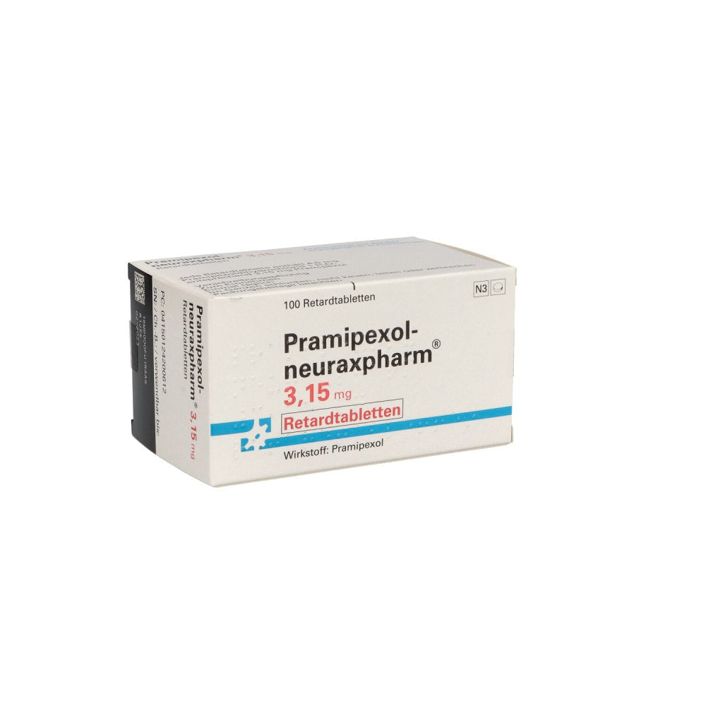 Das Produktfoto zeigt Pramipexol-Neuraxpharm 3,15 Mg Retardtabletten (100 stk) PZN 12420061