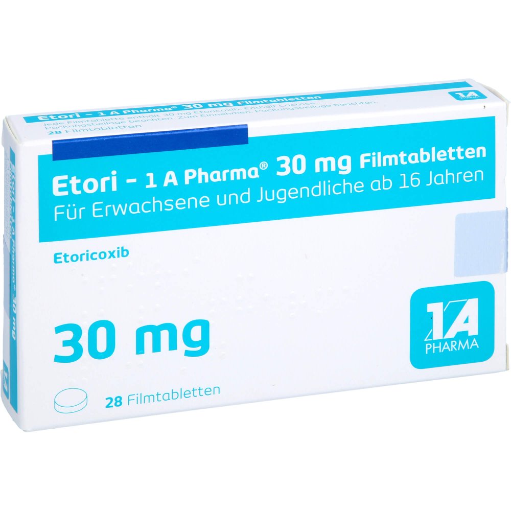 Das Produktfoto zeigt Etori-1a Pharma 30 Mg Filmtabletten (28 stk) PZN 12422137