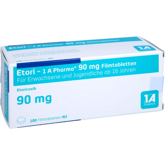 Das Produktfoto zeigt Etori-1a Pharma 90 Mg Filmtabletten (100 stk) PZN 12422261