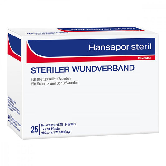 Das Produktfoto zeigt Hansapor Steril Wundverband 6x7 Cm (25 stk) PZN 12439936